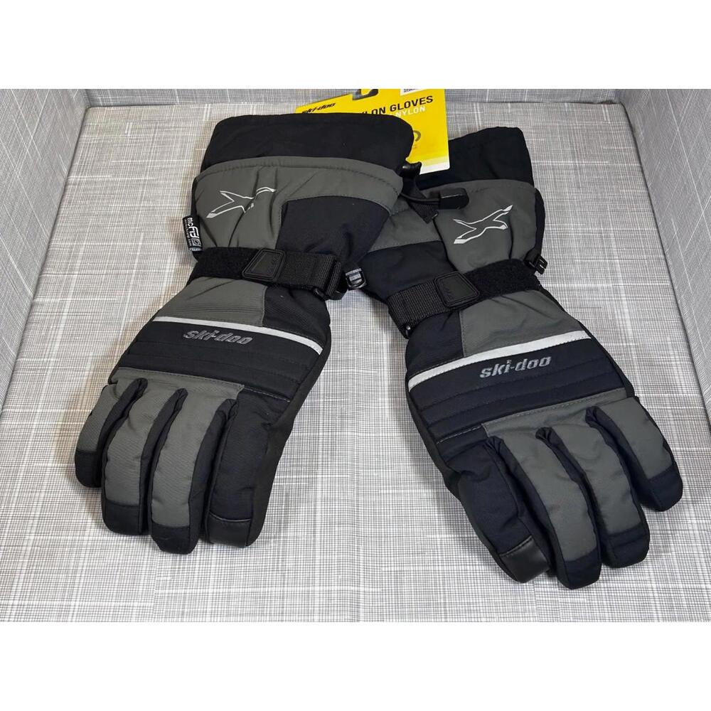 Ski-Doo Mens X-Team Nylon Gloves Water/Windproof Charcoal Grey 3XL New w Tag